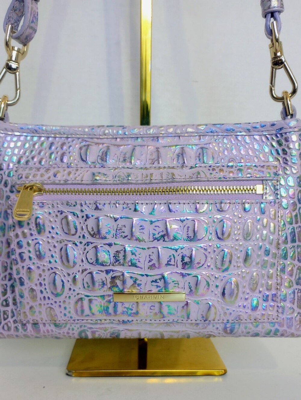 Brahmin Violet Wonderland Vida Crossbody Bag Metallic Purple - Picture 3 of 12